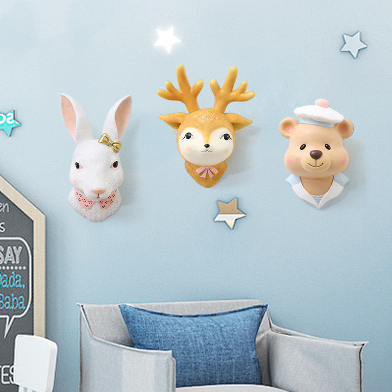 Cartoon Rabbit Wall Decor – Cute Animal Resin Wall Hanging for Home