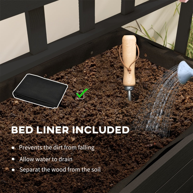 🌿 Raised Garden Bed with Trellis and Wheels — Wooden Outdoor Planter Box