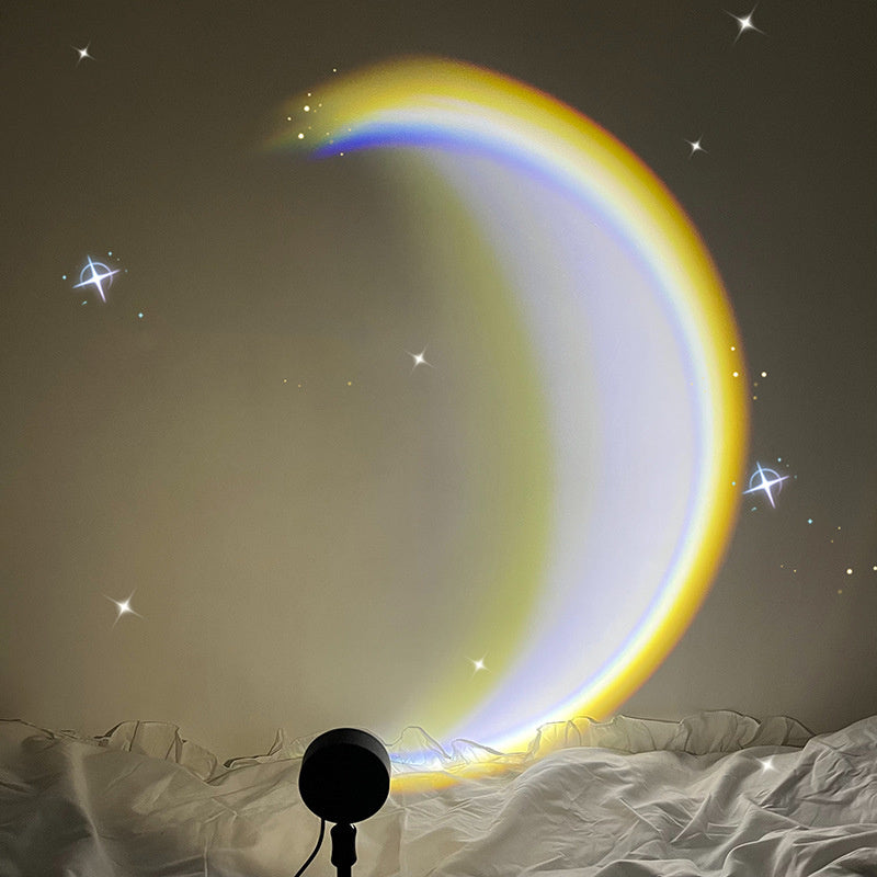 🌙 INS USB Moon Lamp – LED Rainbow Neon Sunset Projector Light