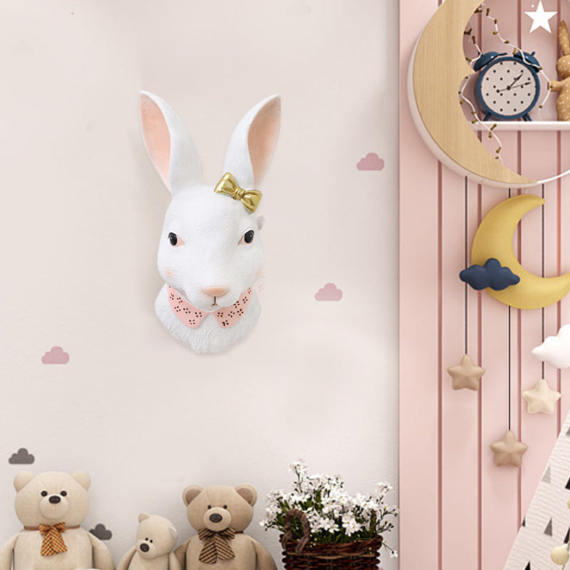 Cartoon Rabbit Wall Decor – Cute Animal Resin Wall Hanging for Home