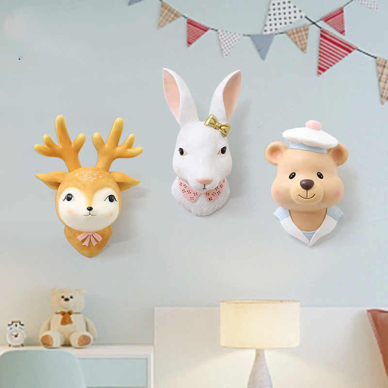 Cartoon Rabbit Wall Decor – Cute Animal Resin Wall Hanging for Home