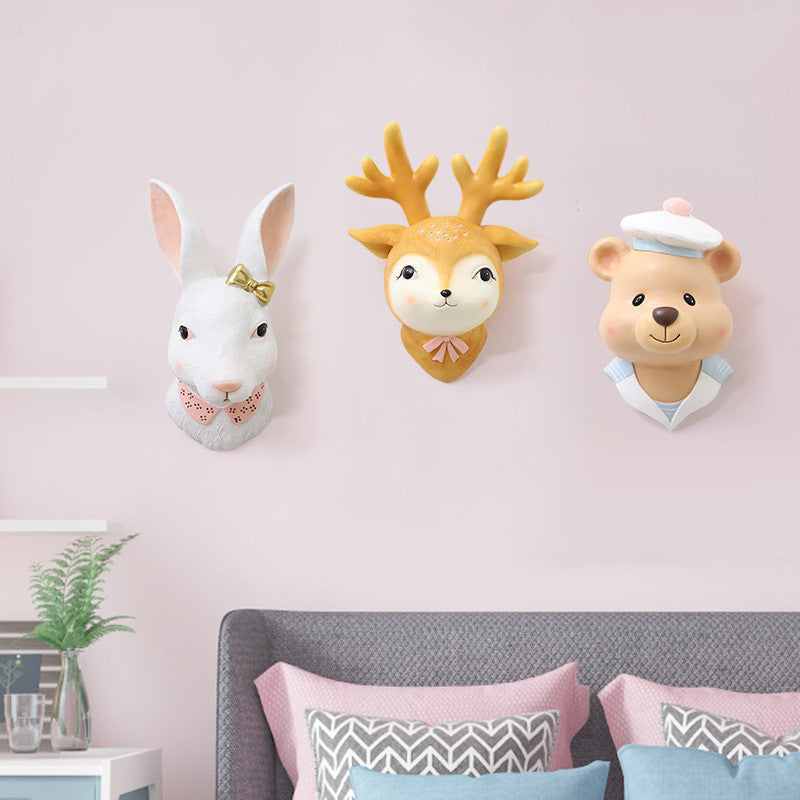 Cartoon Rabbit Wall Decor – Cute Animal Resin Wall Hanging for Home