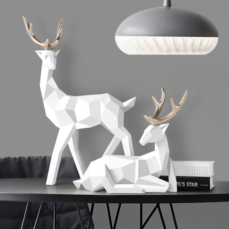 Resin Deer Sculpture – Modern Animal Figurine for Home Decor