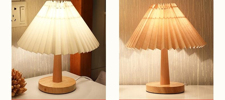 USB Vintage Pleated Table Lamp – Dimmable LED Lamp for Bedroom & Living Room Decor