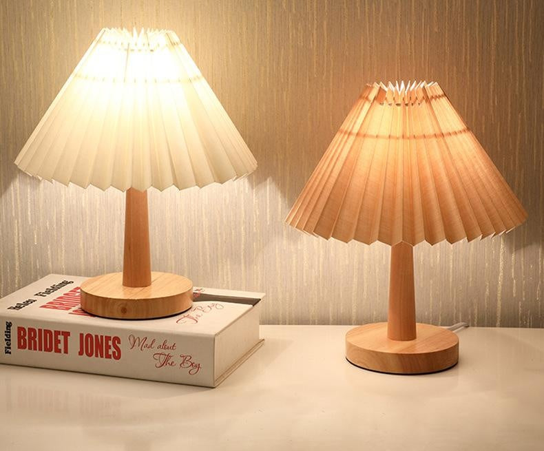 USB Vintage Pleated Table Lamp – Dimmable LED Lamp for Bedroom & Living Room Decor
