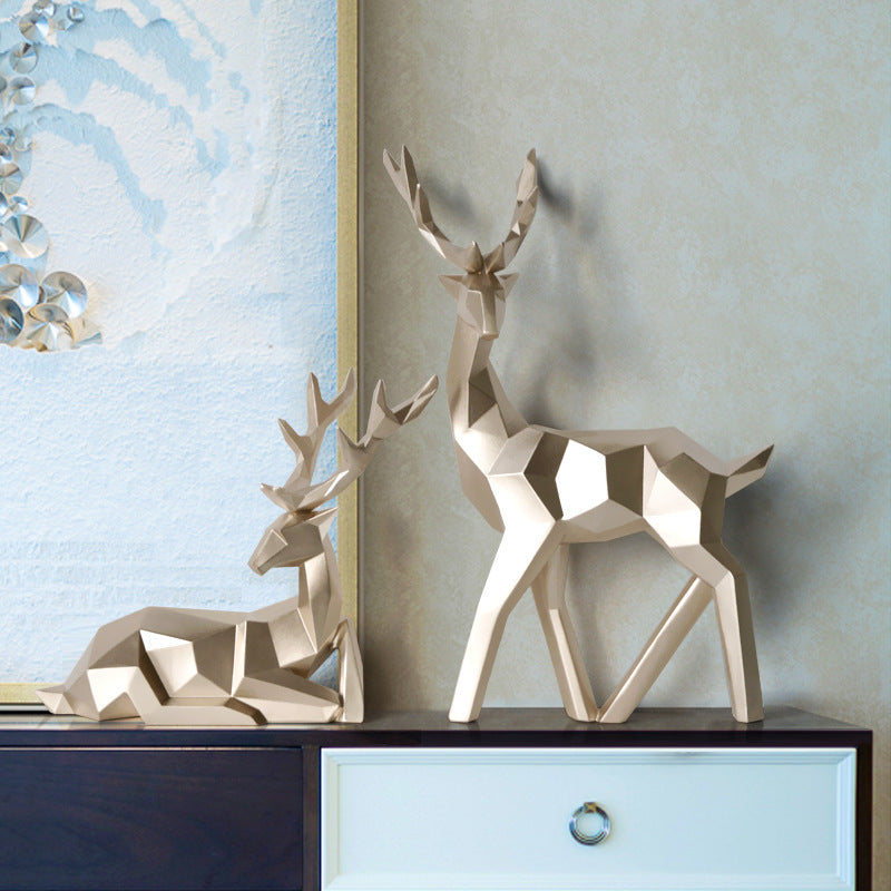 Resin Deer Sculpture – Modern Animal Figurine for Home Decor