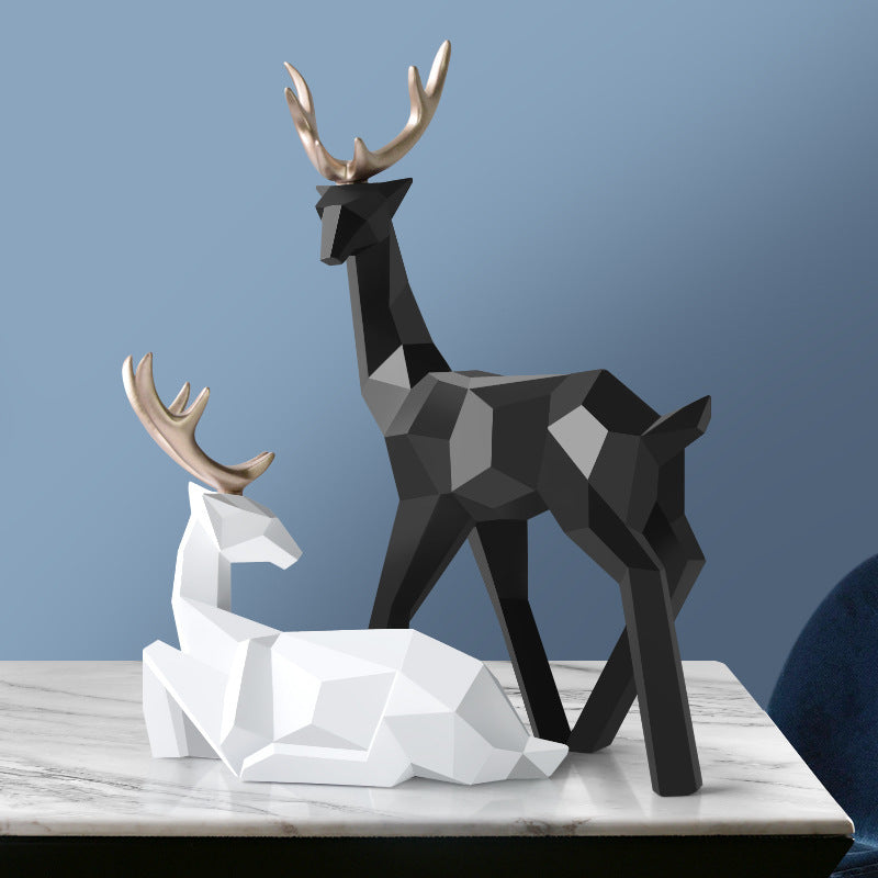Resin Deer Sculpture – Modern Animal Figurine for Home Decor