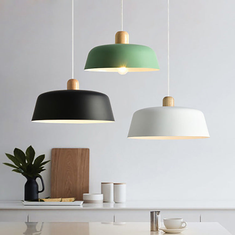 Nordic Wood Pendant Light – Round Hanging Lamp for Kitchen, Dining Room & Bedside