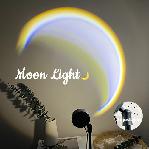 🌙 INS USB Moon Lamp – LED Rainbow Neon Sunset Projector Light