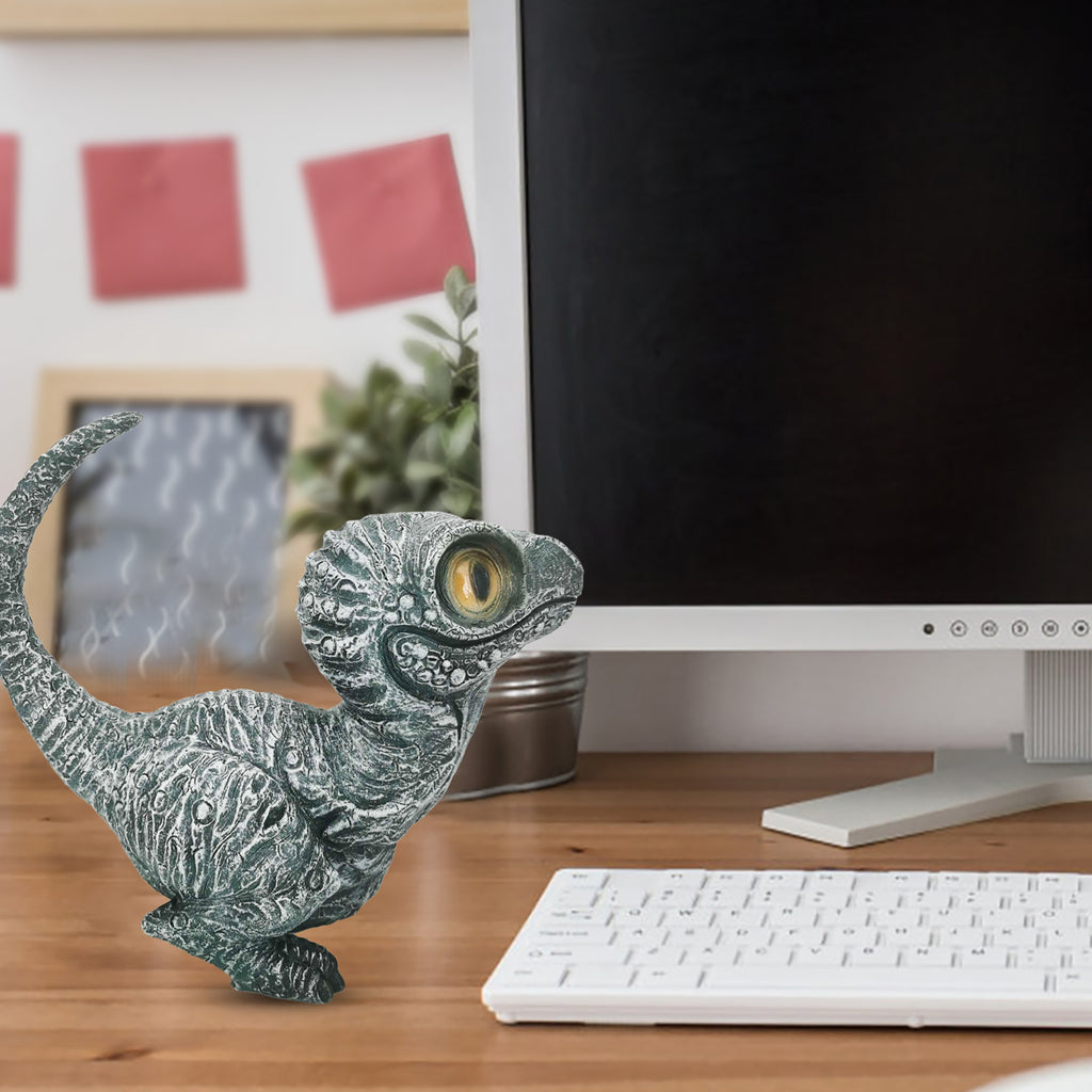Cute Velociraptor Resin Dinosaur Statue – Realistic Garden & Table Decor for Kids and Adults