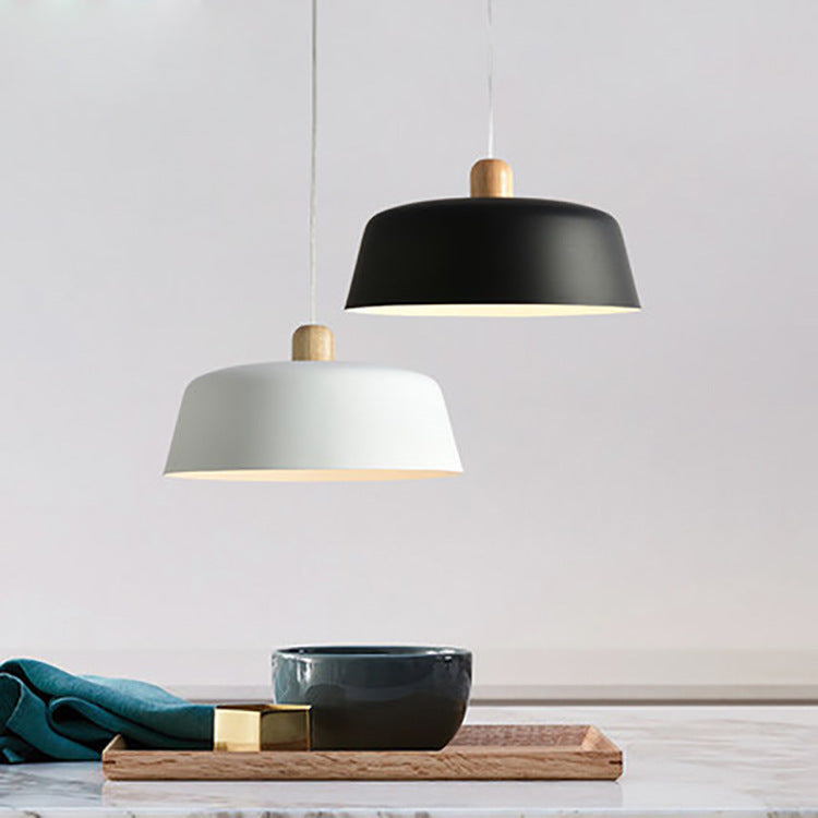 Nordic Wood Pendant Light – Round Hanging Lamp for Kitchen, Dining Room & Bedside